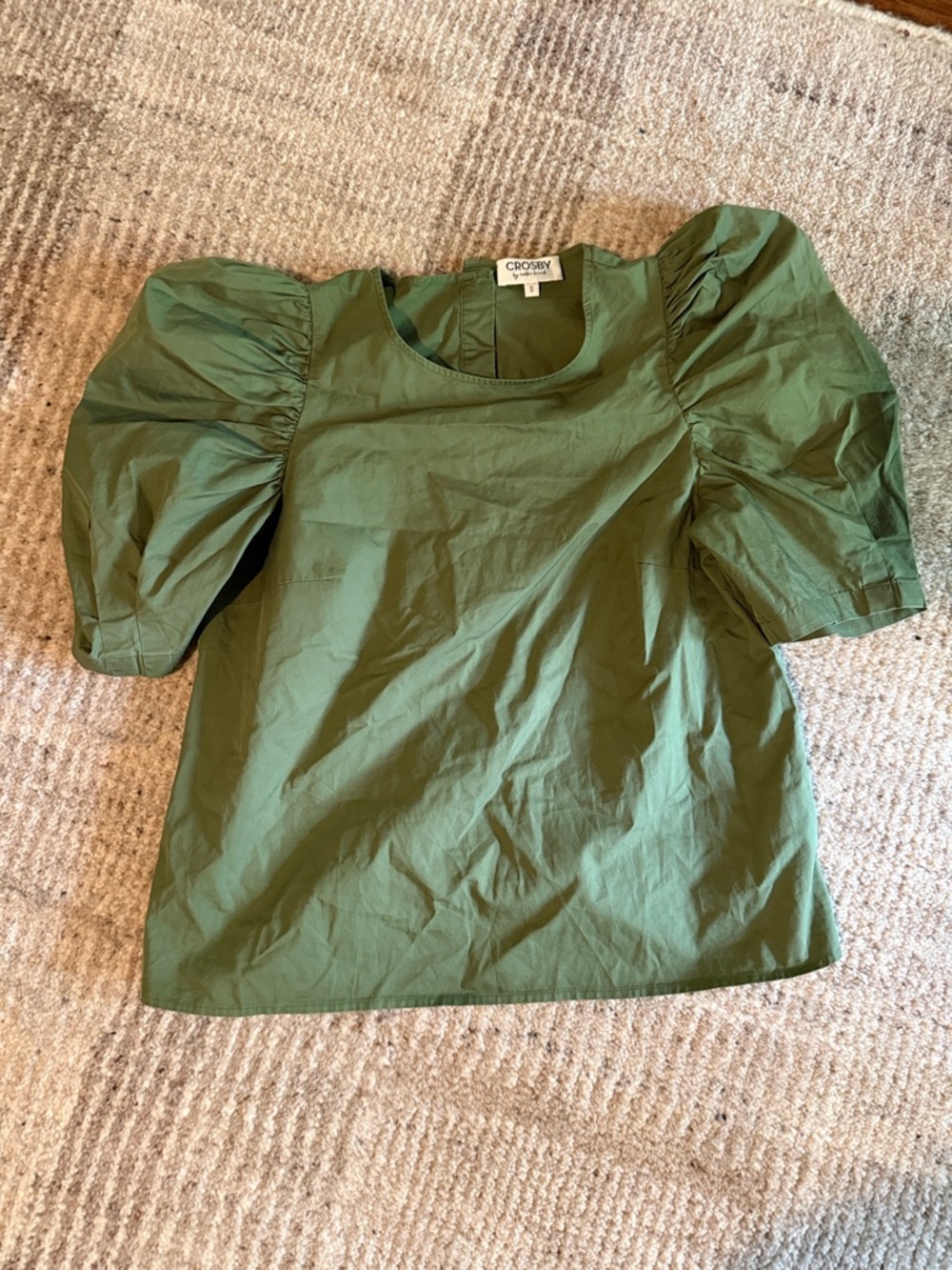 Crosby by Mollie Burch Green Olive Puff Sleeve Top